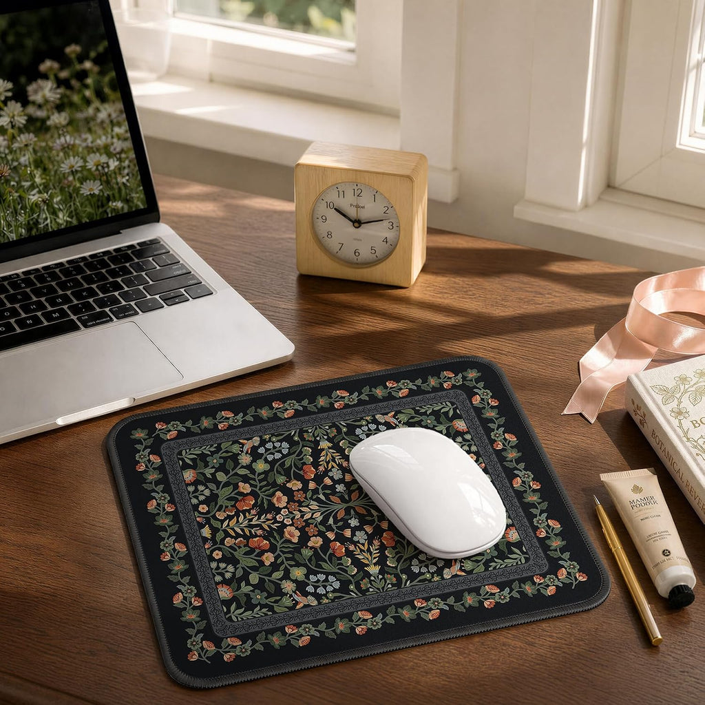 iCasso Aesthetic Small Mouse Pad, 9.5x7.9in,Home Office, Black Floral - Image 7