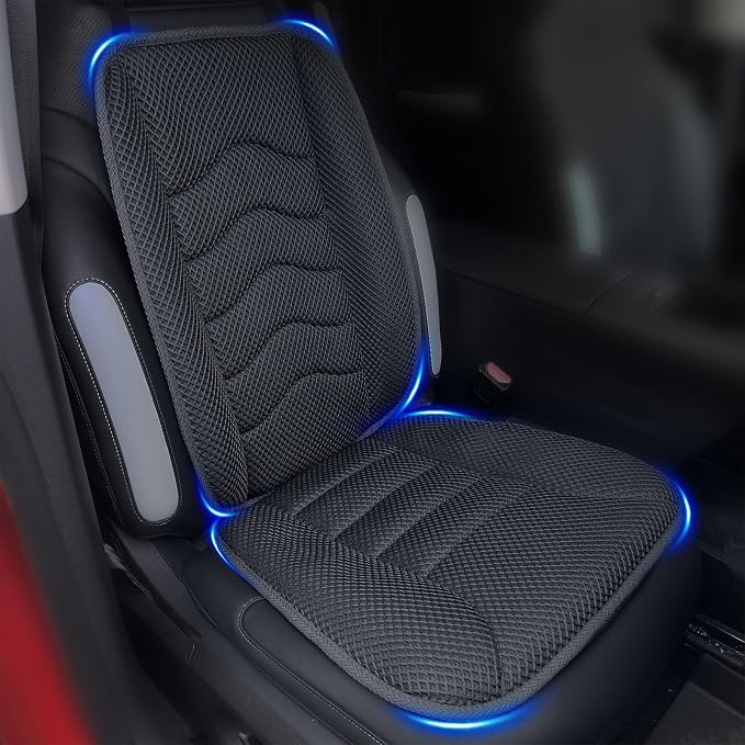 AEROiVi Car Seat Cushion with Back Support Pillow Breathable Mesh Non-Slip | Lumbar Support Car Seat Cushion for Long Sitting Comfort Seat Protector Pad Works with Truck SUV Quick Drying Washable by AEROiVi