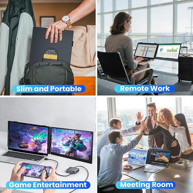 Laptop Screen Extender, Ultra-lightweight 14" FHD 1080P IPS Dual Screen, Laptop Monitor Extender with USB-C/HDMI Port, Plug and Play Portable Monitor for 13-17" Laptops (Wins/Mac/Android//Switch/PS5) - Image 7