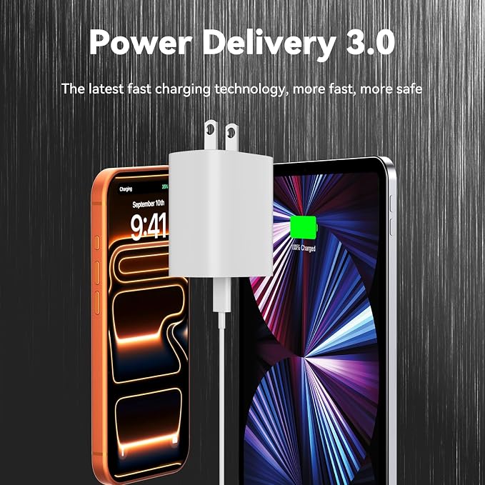 iPhone 17 Pro Max Charger Fast Charging, 10 FT USB C Cable Cord, iPhone 17 16 15 Chargers Long Cord 10FT with 20W Phone Charger Block Plug Brick for Apple iPhone 17/17 Pro Max/17 Air/16/15,iPad,2pack - Image 4
