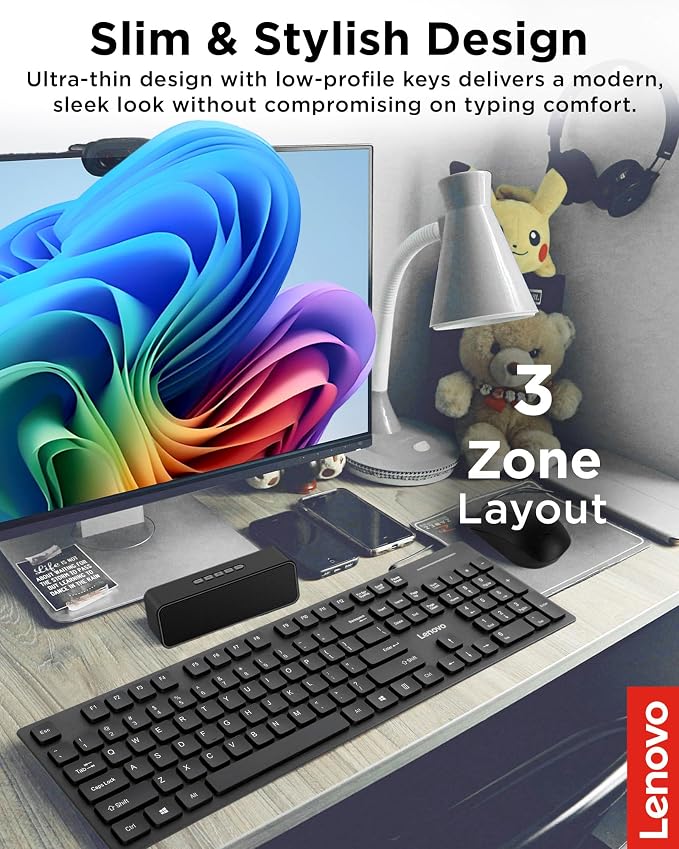 Lenovo 305 Wired USB-C Keyboard with Numeric Keypad, Full Size Keyboard, Slim Design, Black, USB-C Connectivity, Dedicated Function & AI Keys, for Gaming PC, Laptop, Desktop, Tablet, Home Office - Image 3