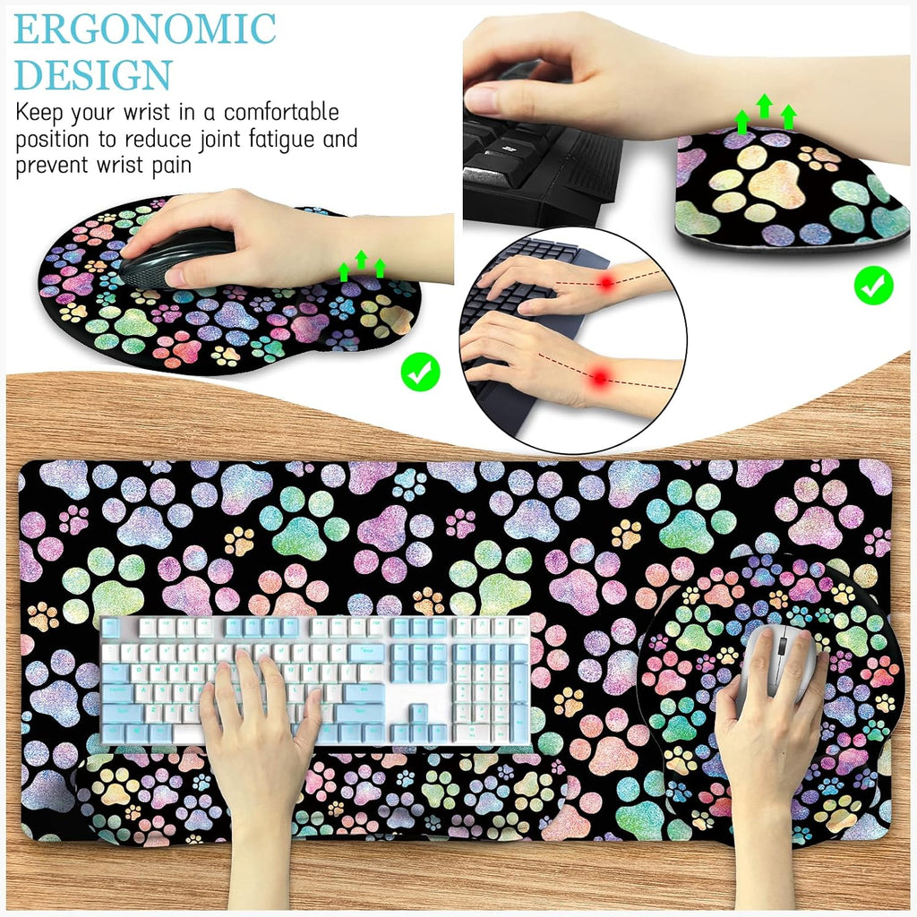 Dog Paw Mouse Pad Set XXL Large Desk Mat Pad, Cute Office Decor - Image 3