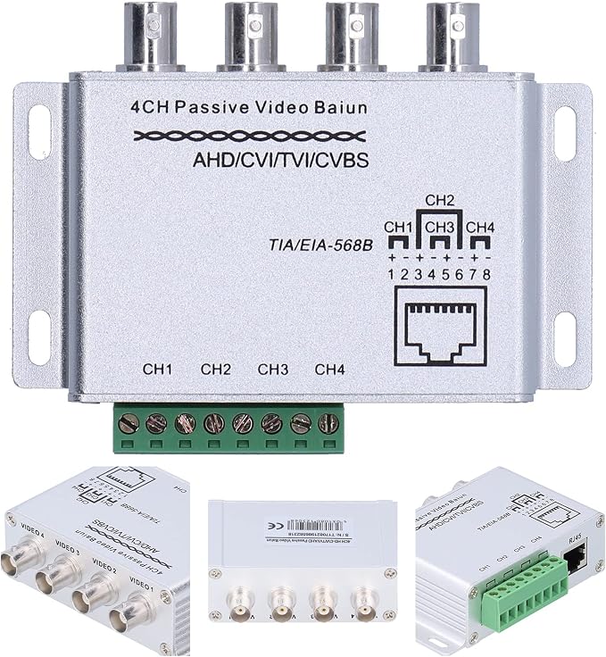 Video Balun, 1080P 4 Channel Passive Balun -interference for UTP Converter for Passive Video Twisted Pair Transceiver for Home for Industry - Image 9