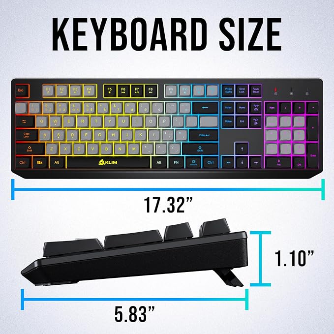 KLIM Chroma Wireless Keyboard – RGB Backlit Gaming, Rechargeable Battery, PC Keyboard, Durable & Water-Resistant, Compatible with PS4, PS5 & Mac - Black - Image 7