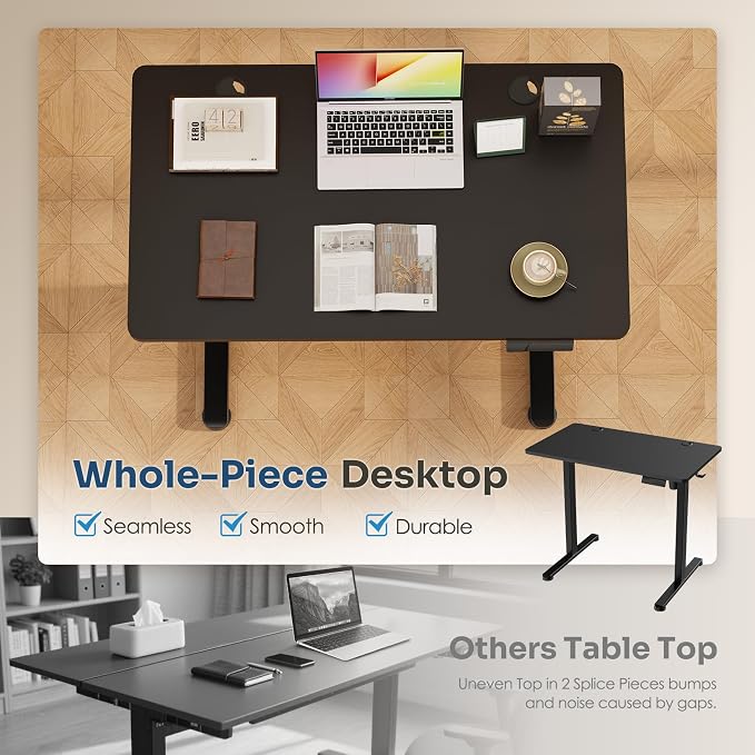 Monomi 35" x 24" Small Electric Standing Desk,Whole Piece Desktop,Black | Height Adjustable Desk with Memory Controller and wheels, Sit Stand Computer Workstation for Home Office,Space Saving - Image 6