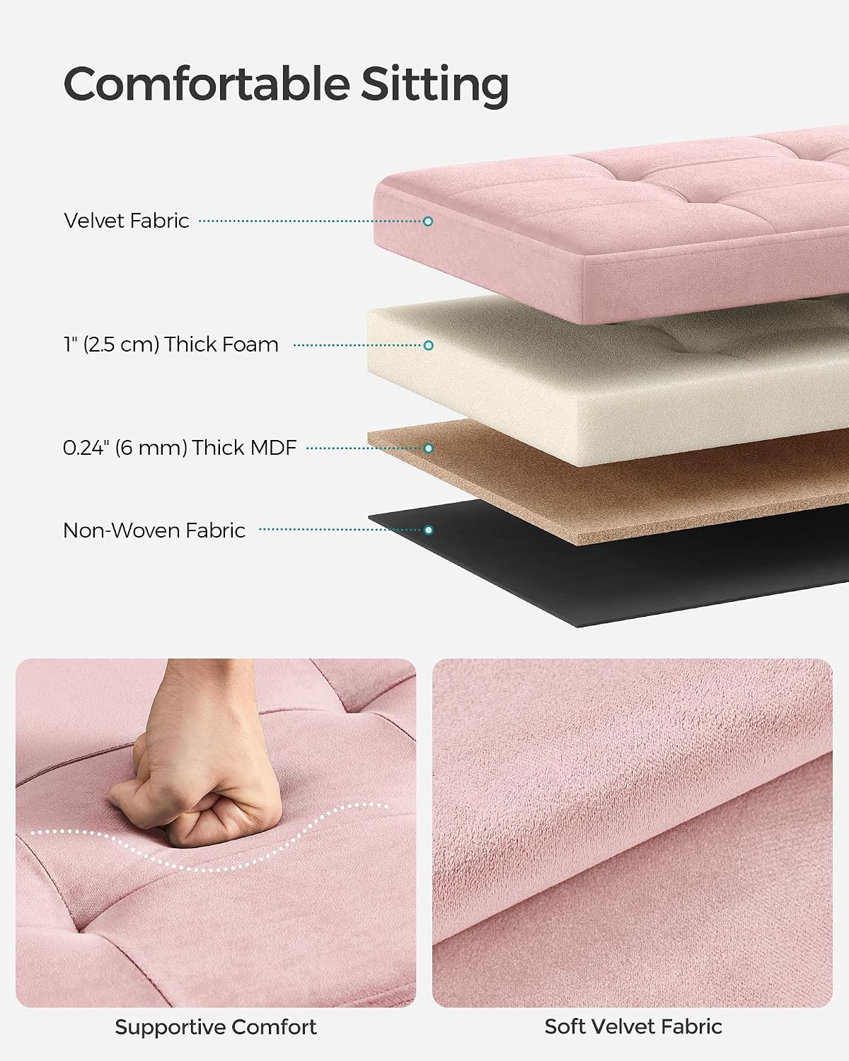 SONGMICS Small Folding Storage Ottoman, 12.2 x 16.1 x 12.2 Inches - Image 4