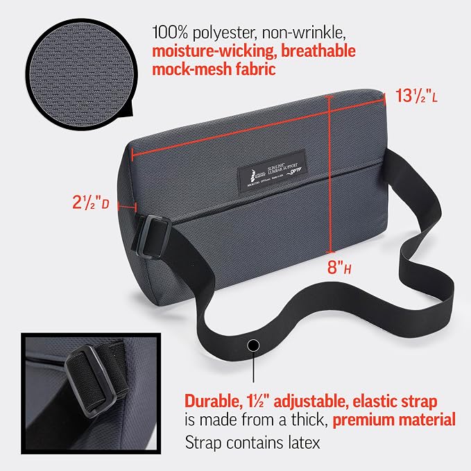 OPTP The Original McKenzie Slimline Lumbar Support, Slim Lumbar Cushion | Low back support for office chair, car seats & travel lumbar pillow, the preferred lumbar cushion by physical therapists - Image 3