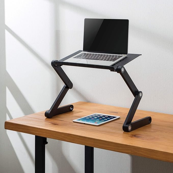 Mount-It! Adjustable Laptop Stand & Lap Desk, Freestanding Sit-Stand Laptop Tray for Bed, Couch, Desk & Floor, 22 lb Capacity, 1.6–18.9” Height, Ventilated Aluminum, Ships Fully Assembled - Image 7