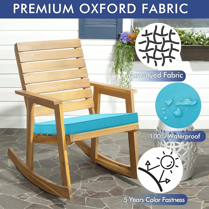 Outdoor Chair Cushions Set of 6, 19 x 19 x 3 Inch Seat Pads | Waterproof Patio Chair Cushions with Tie, Fade Resistant Cushions for Outdoor Furniture Garden Lawn, Teal - Image 3