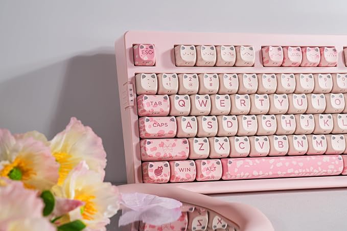 ZORNHER ZH980 Cat Mechanical Keyboard,95% Pink Creamy Keyboard with Number Pad,Cute Kawaii Mao Glowing Kitty Ear Keycaps,Creamy Sounding Linear Switches,Hot-Swappable,RGB Backlit - Image 7