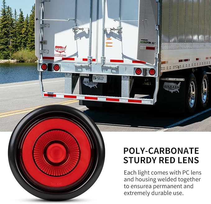 4" Round LED Trailer Lights Stop Turn Tail with Halo Ring | IP67 waterproof, universal 12V for trucks, trailers, RVs. Kit with grommets & pigtails. 32 bright LEDs. - Image 5