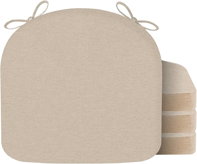 Nordjager Chair Cushions for Dining Chairs, 4 Pack Memory Foam Cushion | 2.5" Thick Chair Cushion; Waterproo Surface with 17" x 16" Size for Kitchen & Dining Chairs, Secure Ties and Washable Cover. by Nordjager