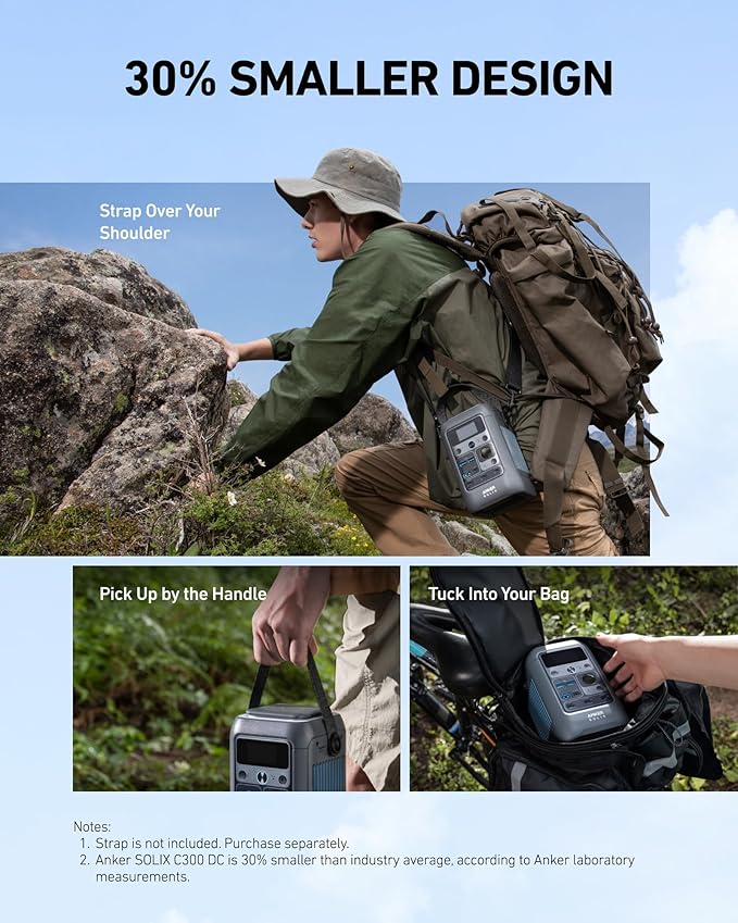 Anker SOLIX C300 DC Power Bank Station and Protective Bag, 288Wh Portable Power Station, LiFePO4 Battery, 300W Solar Generator, for Outdoor, Camping, Traveling, and Emergencies - Image 6