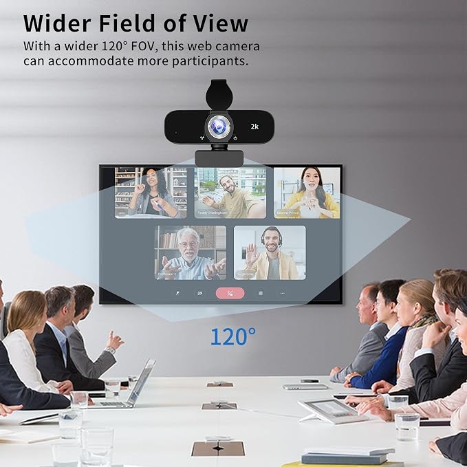 Webcam for Computer, USB Plug&Play, Auto Low Light Correction, Privacy Cover, Tripod, Wide Angle for Meeting/Online Video/Zoom, Web Cam with Microphone - Image 5