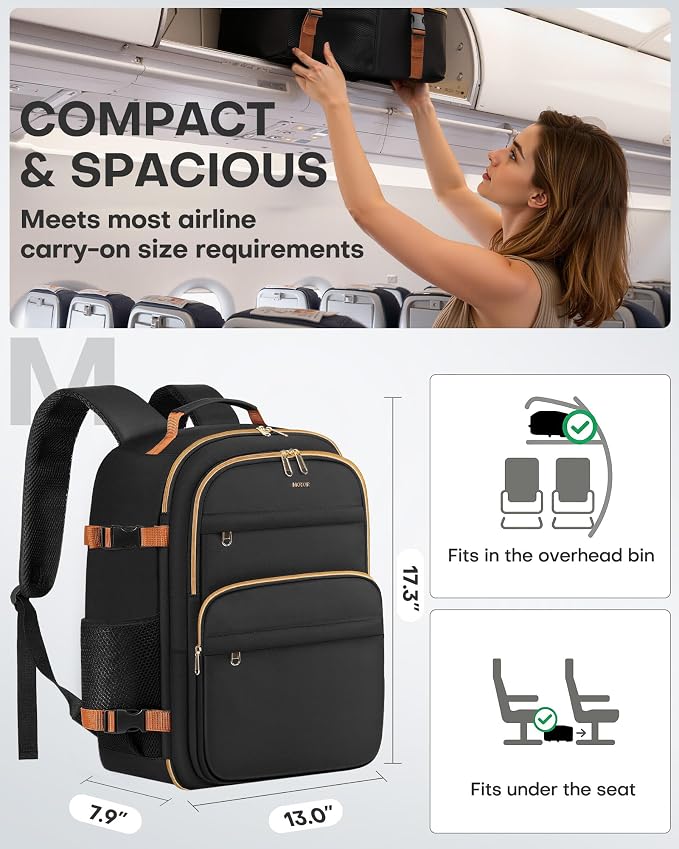HOTOR Travel Backpack Women Flight Approved Carry on Bag | 15.6inch Laptop Computer Bag Flight Approved Personal Item Travel Bag for Work, Business, College - Image 2