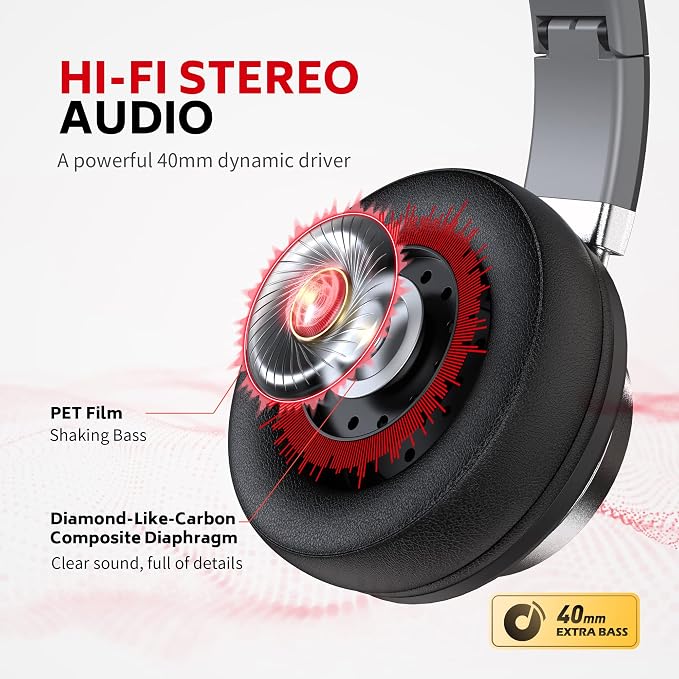 AC01 Headphones Wired Over Ear with Mic Volume Control, Black Grey | Passive Noise Isolating Corded Stereo Headsets for Adults Teens Kids 3.5mm for School, Classroom, Laptop, Chromebook, Travel - Image 3