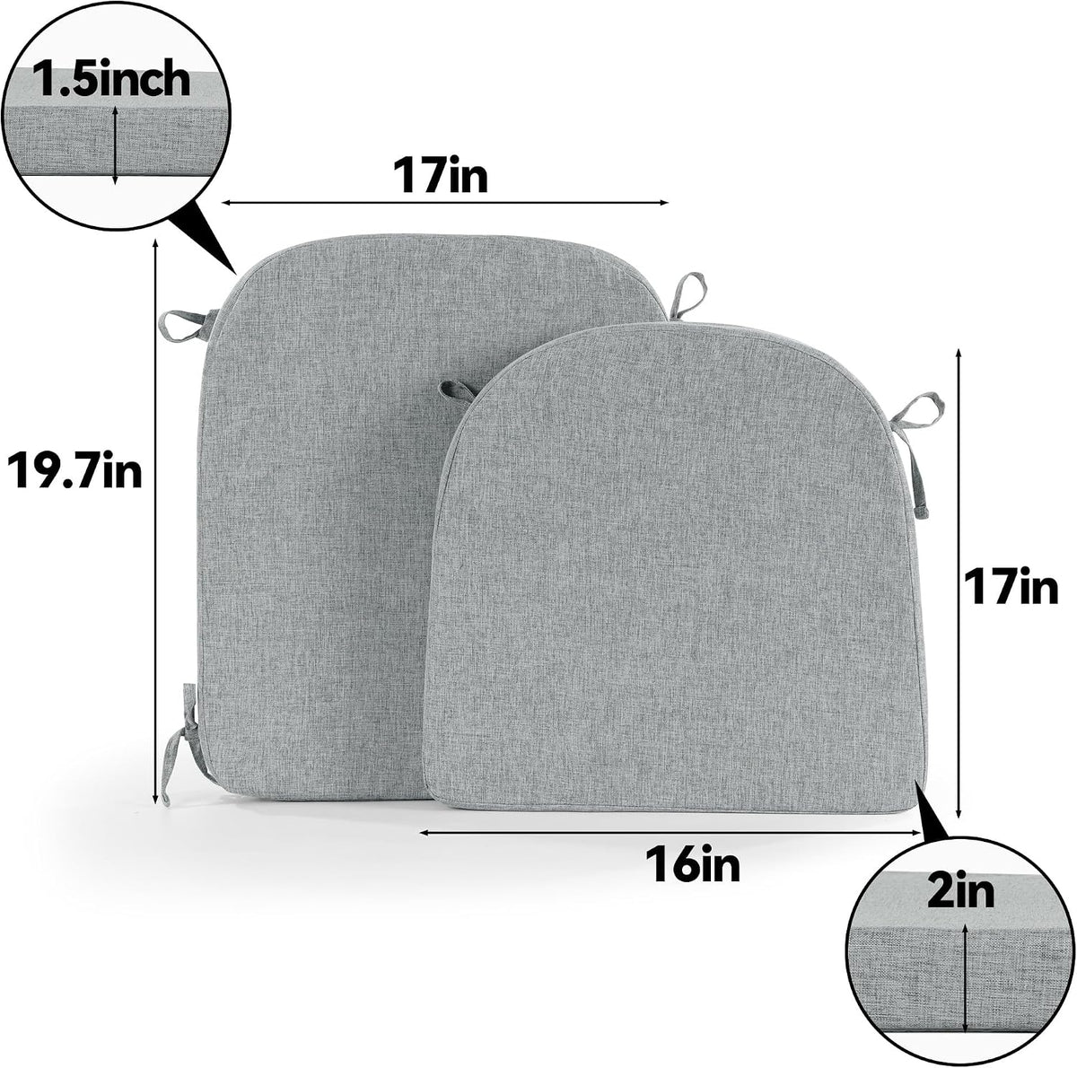 HOMBYS Kitchen Chair Back Cushion & Seat Cushion, Dining Room Chair Cushions,Seat Cushions for Kitchen Chairs,High Density Foam Seat Pad & Backrest,Chair Pads for Dinning Chair with Elastic Bands,grey - Image 5