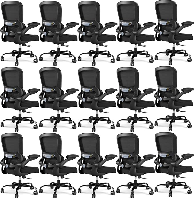 TRALT Office Chair - Ergonomic Desk Chair with Adjustable Lumbar Support, Mesh Computer Chair, Executive Chairs for Home Office Comfortable Lumbar Support Black Pack of 15 by TRALT