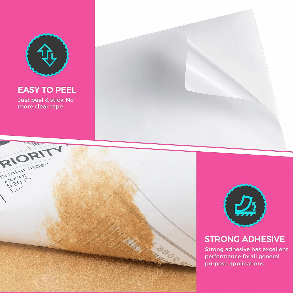 60 Shipping Labels 2 Per Sheet 8.5" x 5.5" Matte Half Sheet Labels Self Adhesive White Shipping Label Paper - Image 4