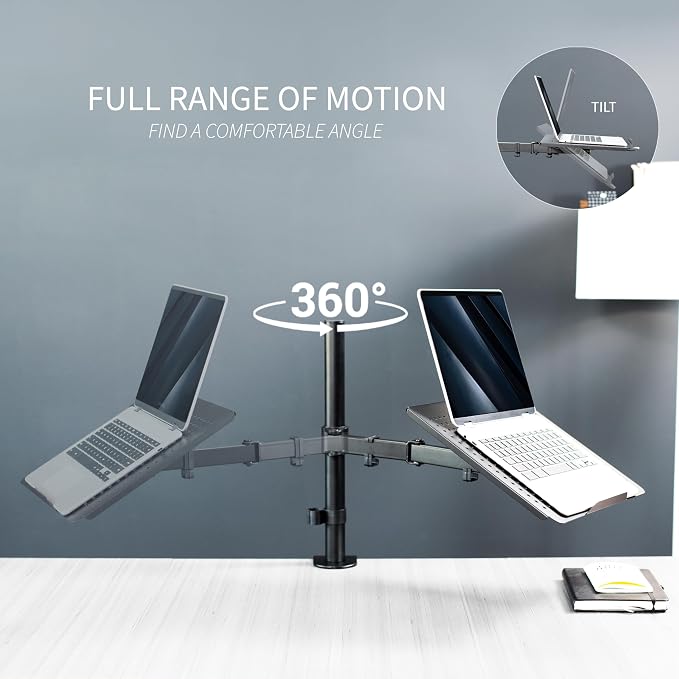 VIVO Single Laptop Notebook Desk Mount Stand, Fully Adjustable Extension with C-clamp, Fits up to 17 inch Laptops, Black, STAND-V001L - Image 4