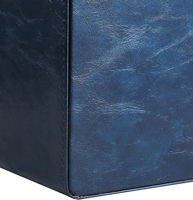 PU Leather Desk Organizer, Remote Control Holder, Dark Blue | Luxury Nightstand Organizer for Home, Office Desk Accessories, Bedside Table Caddy with 5 Compartments, Velvet Lining - Image 8