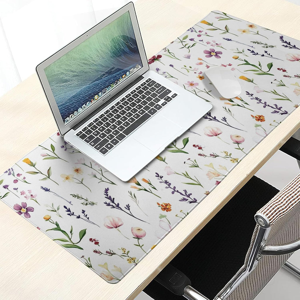 Spring Summer Wildflower Desk Pad Mouse Pad XXL 35.4”x15.7” Large Extended Gaming Mouse Pad with Stitched Edges Non-Slip Rubber Base Mousepad Floral Desk Accessories for Home Laptop Office Work Game - Image 7