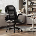 MALOL Leather Office Chair with Adjustable Lumbar Support Set of 2, Black | Computer Desk Chair with Thick Cushion, Flip-Up Arms and Ergonomic Back, Comfy Executive Office Chair for Home Office Gaming by MALOL
