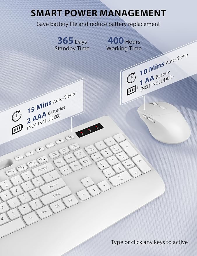 Wireless Keyboard and Mouse Combo - Full-Sized, Ergonomic Wrist Rest | Phone Holder, Sleep Mode, 2.4G Quiet Keyboard for PC Laptop, Trueque KM23 Complete Work Setup for Office or Home - Image 5