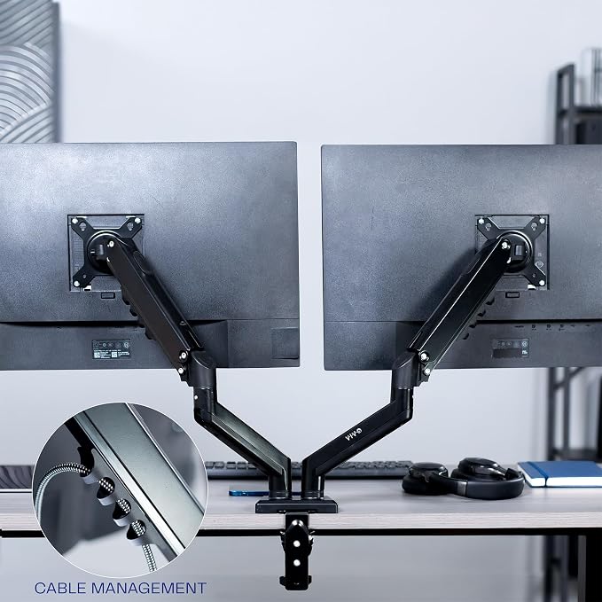 VIVO Aluminum Articulating Dual Monitor Arm for 13 to 30 inch Screens, Desk Mount Tension Spring Monitor Stand for 2 Screens, Black, STAND-V102O - Image 9