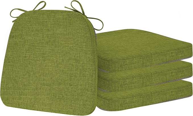 ELFJOY Non-Slip Chair Cushions for Dining Chairs Green 16.7"x16" | 4 Pack, with Ties and Washable Cover, U Shape, Breathable Fabric, for Kitchen Dining Office Folding Chairs，Comfortable by ELFJOY