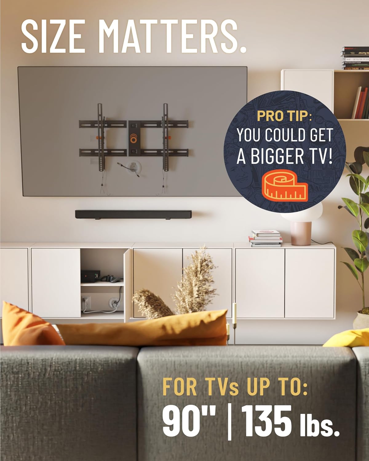 ECHOGEAR Tilting TV Wall Mount for 40” – 90” TVs up to 135lbs, 10 deg Tilt - Image 4