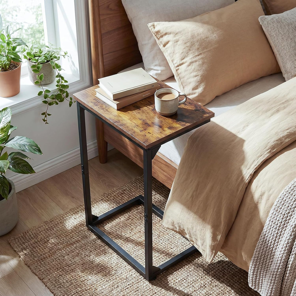AMHANCIBLE Couch Side Table for Sofa, 26.37" Tall C Shaped End Table - Image 6