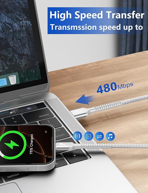 USB A to USB C Cable Fast Charging [2 Pack, 6FT] USB to USB C Charger Cable | Upgraded Extra Durable Braided USBC Cable Compatible with iPhone 17 16 15 Pro Max, Samsung Galaxy S26 and More -Silver - Image 4