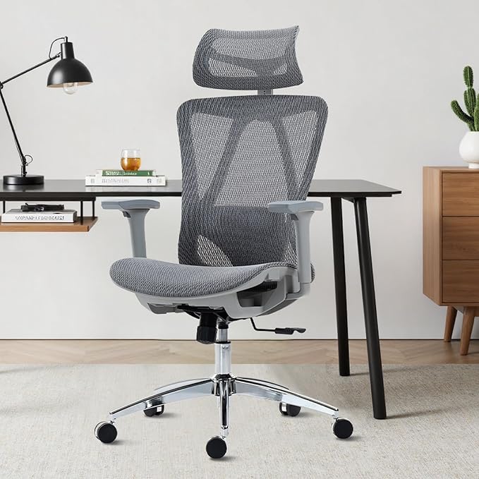 Ergonomic Mesh Office Chair, 3D Adjustable Armrests Desk Chair with 360° Swivel Silent Casters, 90°-120° Reclining Backrest Adjustable Gaming Chair for Home Office by hujusko