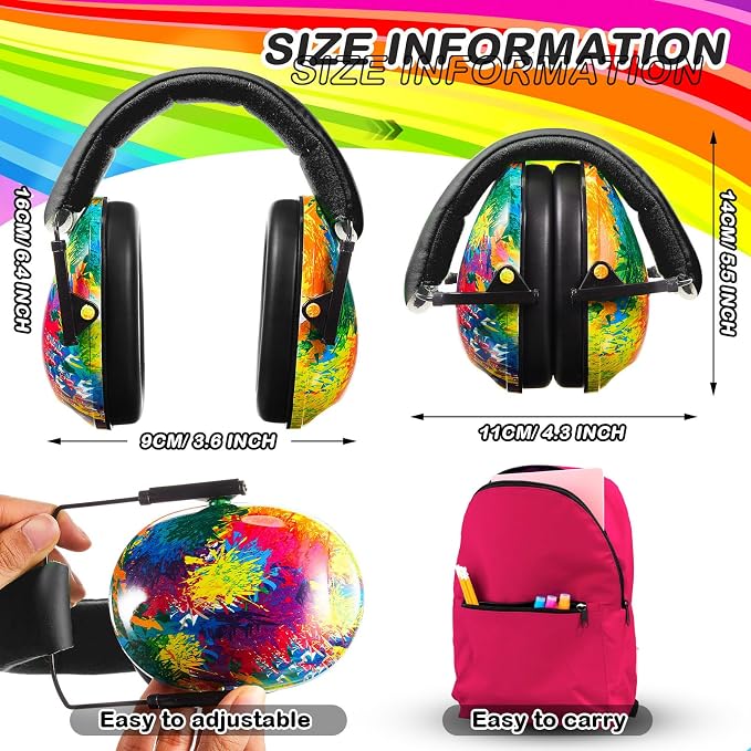 6 Pcs Noise Cancelling Headphones Kids Adult Ear Muffs Bulk, Ear Protection 27dB Noise Reduction Hearing Earmuff(Tie Dye,Bright Colors) - Image 2