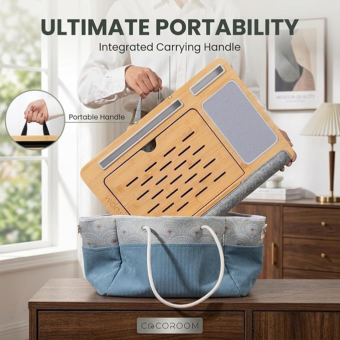 Lap Desk for Adults, Vented 6-Angle Laptop Bed Tray Table, Gray | Cushion pillow base | Phone & tablet holder | Foldable portable couch & sofa stand | Writing, reading, study, drawing, 17in - Image 4