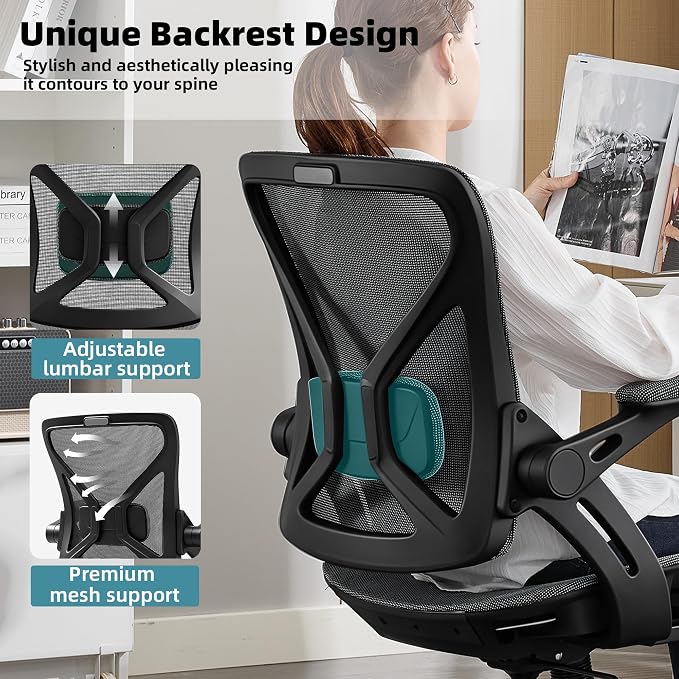 Ergonomic Office Chair, Computer Desk Chair with Lumbar,Grey | Tilt Function, Comfy Wide Seat,Adjustable Lumbar Support, Swivel Executive Computer Desk Chairs for Company and Home - Image 5