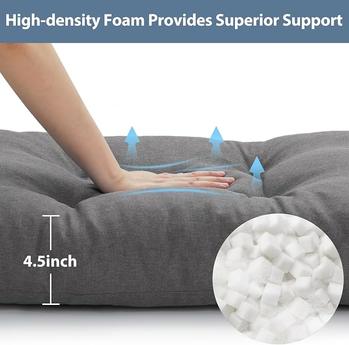 42 Inch Bench Cushions for Indoor Furniture | Super Soft Rectangle Bench seat Cushion Pad with Non-Slip Bottom, Waterproof Bench Pad for Window Porch(Grey, 42x16x4.5In) - Image 2
