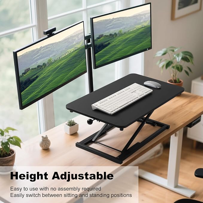 Standing Desk Converter Adjustable Height,Keyboard Riser for Stand Up Desk Riser,Computer Keyboard Stand for Desktop,Ergonomic Sit Stand Computer Workstations Black Size 23.6 Inch - Image 3