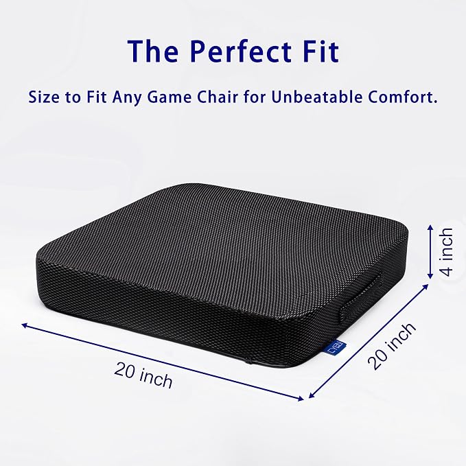 Ifoam Gel Infused Memory Foam Layer Wheelchair Cushion - Seat Cushion for Wheelchair-Office Chair, Kitchen Chair-Pressure Sore and Tailbone Pain Relief-High Dense Polyfoam Base (Black, 20×20×4 inch) - Image 2