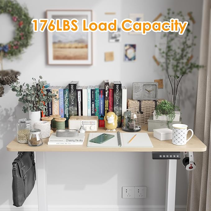 Electric Standing Desk Adjustable Height Sit Stand Home Office Desk with Splice Board - Image 2