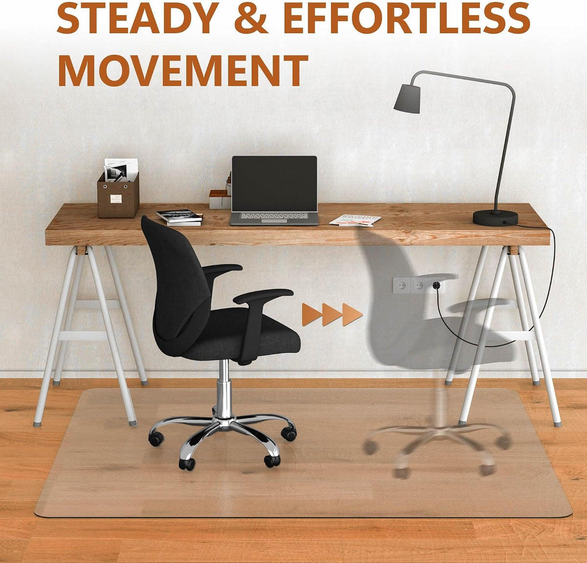 Office Chair Mat, 45" x 53" Vinyl Desk Chair Mat Clear Floor Protector Mat for Hardwood Floor/Rolling Chair Office & Home, Easy Glide and Flat Without Curling - Image 5