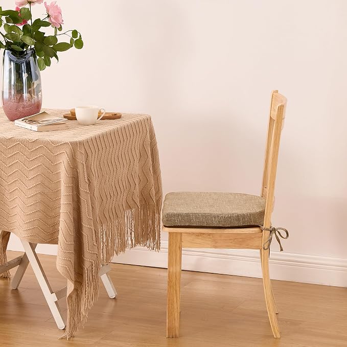 IPYNBAP Chair Cushions for Dining Chairs, Kitchen Chair Cushions, 16'' x 16'' x 2'', Non Slip Indoor Seat Cushions, Chair Pads for Dining Chairs with Ties & Removable Cover, Set of 4, Khaki - Image 7