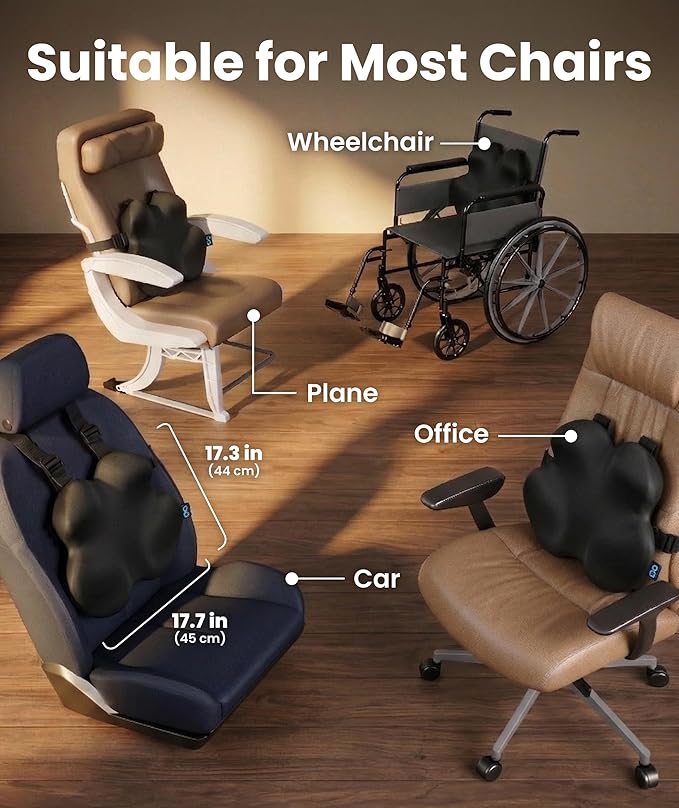 Everlasting Comfort Lumbar Support Pillow for Office Chair - Memory Foam Back Cushion for Car Seat - Promotes Better Posture, Back Pain Relief - Ideal for Gaming and Desk Chairs - Image 5