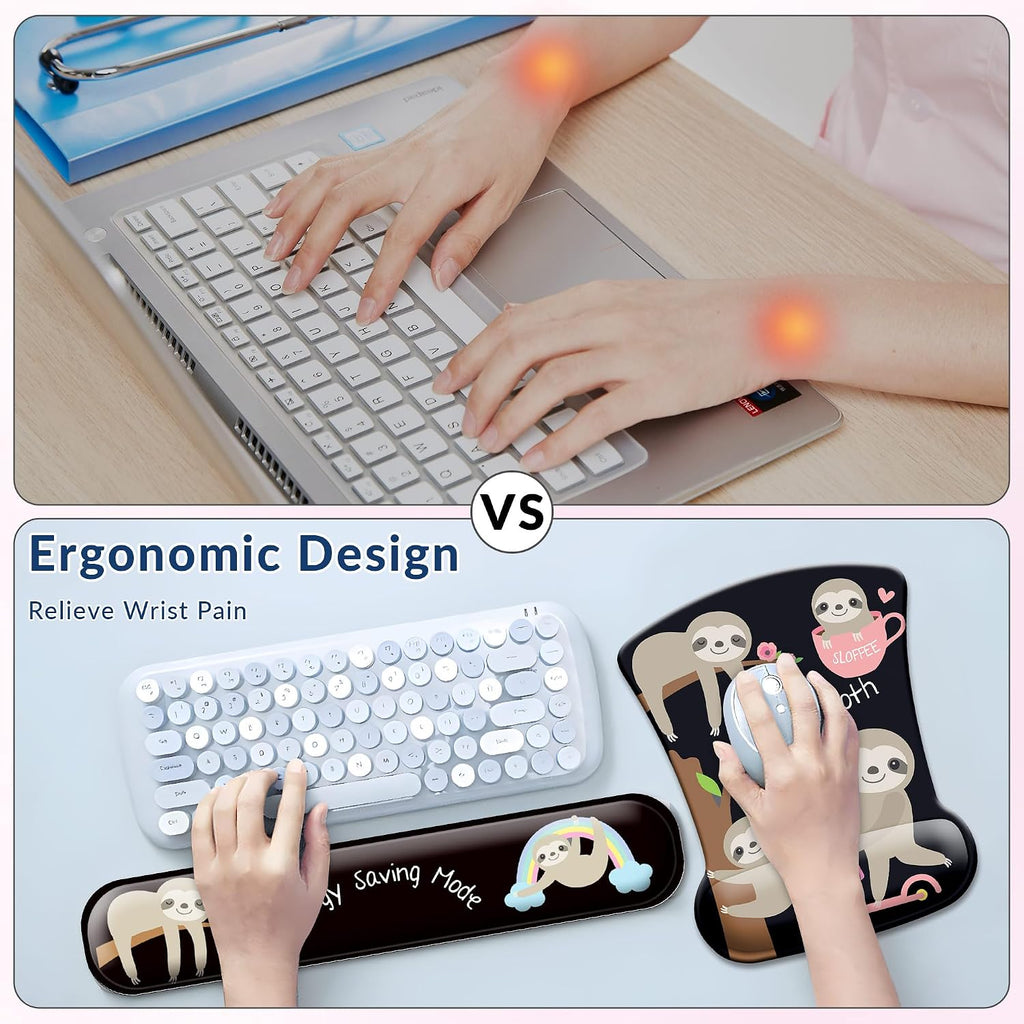 Desk Mat Set Keyboard and Mouse Pad with Wrist Rest Support - Image 5