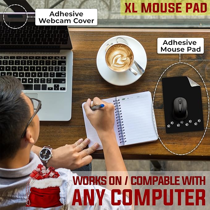 Mouse Pad Adhesive Bottom - Peel and Sticks to Any Surface - Travel Large Size - Portable (XL - Dog PAW Black) - Image 2