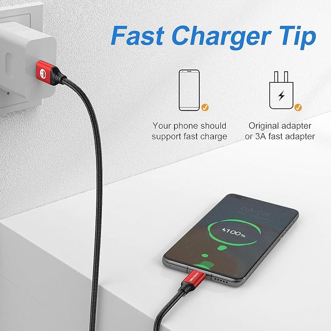 Short USB C Cable 1ft, 5 Pack Type C to USB A Cord, Braided Fast Charging | Short 1FT USB C Cable Compact Type C to USB A cord reduces clutter, perfect for desks, cars, power banks and daily charging. - Image 6
