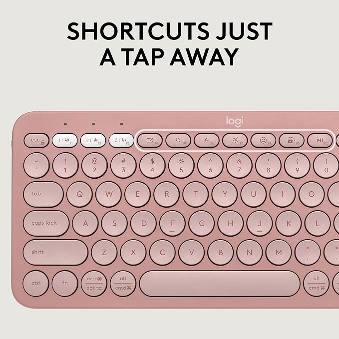 Logitech Pebble 2 Combo Wireless Keyboard and Mouse Quiet - Tonal Rose | Quiet and portable, customizable, Logi Bolt, Bluetooth, Easy-Switch for Windows, macOS, iPadOS, Chrome - Image 5