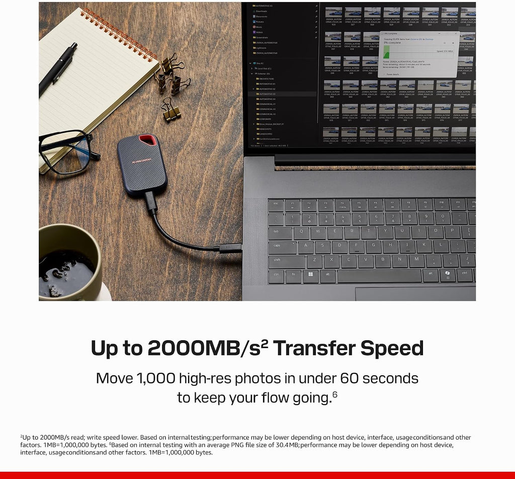 SANDISK 1TB Extreme Portable SSD, Up to 2000MB/s Transfer Speeds-New Model - Image 2