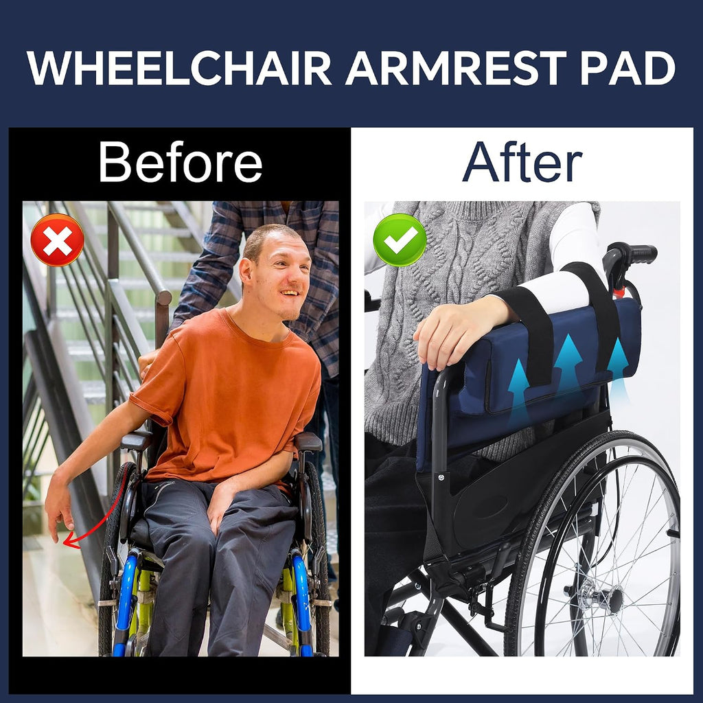 ROYALAY Wheelchair Armrest Pads, Lateral Support Anti-Rollover for Wheelchair with Adjustable Strap, High-Density Foam Arm Support Pillow with Waterproof Cover - Image 6